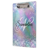 Glittery Iridescent Rainbow Foil Extravagant Monog Klemmbrett (Links)