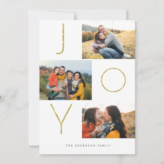 Glittery JOY 4 Image Feiertagskarte (Vorderseite)