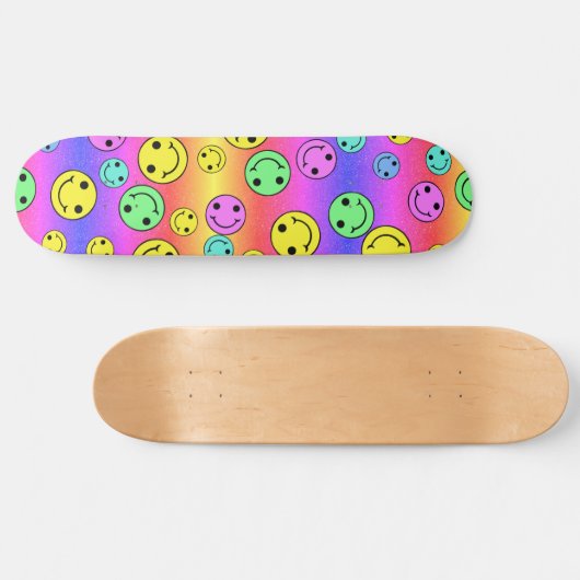 Glittery lächelnde Gesichter Skateboard (Horizontal)