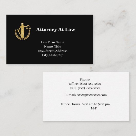 Glittery Lady Justice Lawyer Business Cards Visitenkarte (Vorne/Hinten)