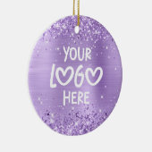 Glittery Lavender Faux Foil Business Logo Holiday Keramik Ornament (Rechts)