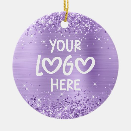 Glittery Lavender Faux Foil Business Logo Holiday Keramik Ornament (Vorne)