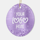 Glittery Lavender Faux Foil Business Logo Holiday Keramik Ornament (Links)