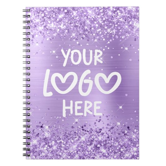 Glittery Lavender Faux Foil Business Logo Notizblock (Vorderseite)