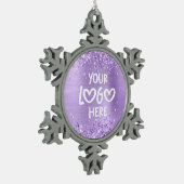 Glittery Lavender Faux Foil Business Logo Schneeflocken Zinn-Ornament (Links)