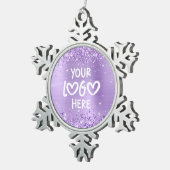 Glittery Lavender Faux Foil Business Logo Schneeflocken Zinn-Ornament (Rechts)
