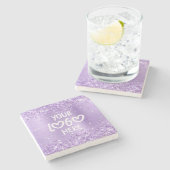 Glittery Lavender Faux Foil Business Logo Steinuntersetzer (Seitenansicht)