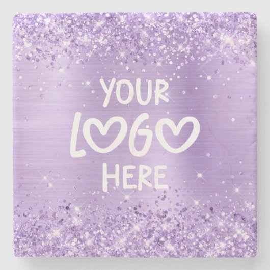 Glittery Lavender Faux Foil Business Logo Steinuntersetzer (Vorderseite)
