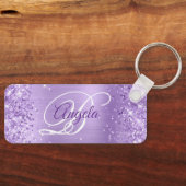 Glittery Lavender Foil Extravagant Monogram Schlüsselanhänger (Vorderseite)