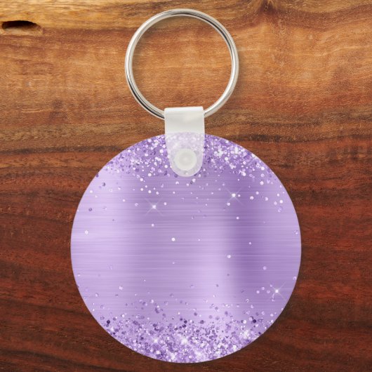 Glittery Lavender Foil Extravagant Monogram Schlüsselanhänger (Rückseite)