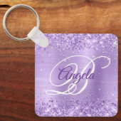 Glittery Lavender Foil Extravagant Monogram Schlüsselanhänger (Vorderseite)