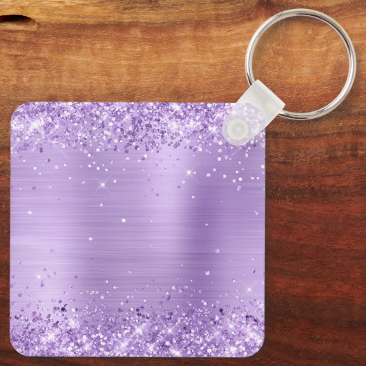 Glittery Lavender Foil Extravagant Monogram Schlüsselanhänger (Rückseite)