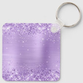 Glittery Lavender Foil Extravagant Monogram Schlüsselanhänger (Rückseite)