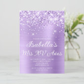 Glittery Lavender Foil Mis XV Años Foto Einladung (Stehend Vorderseite)