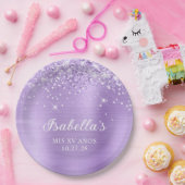 Glittery Lavender Foil Mis XV Años Pappteller (Party)