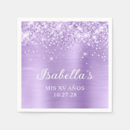 Glittery Lavender Foil Mis XV Años Serviette