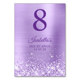 Glittery Lavender Foil Mis XV Años Tischnummer