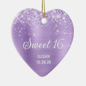 Glittery Lavender Foil Sweet 16 Foto Keramik Ornament (Rechts)