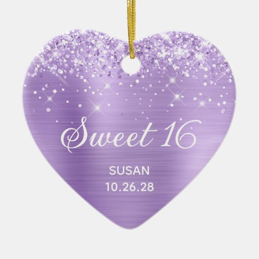 Glittery Lavender Foil Sweet 16 Foto Keramik Ornament (Vorne)