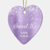 Glittery Lavender Foil Sweet 16 Foto Keramik Ornament (Links)
