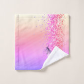 Glittery Lavender Pink Unicorn Personalisiert Badhandtuch Set (Waschlappen)