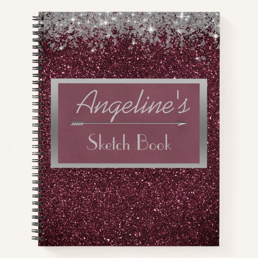 Glittery Lavender Silver Sketch Book Notizblock (Vorderseite)