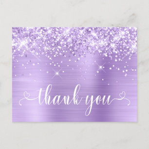 Glittery Lavender Sweet 16 Herzen Vielen Dank Postkarte