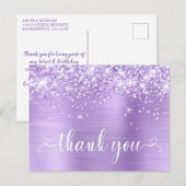 Glittery Lavender Sweet 16 Herzen Vielen Dank Postkarte (Vorne/Hinten)