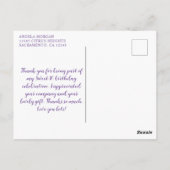Glittery Lavender Sweet 16 Herzen Vielen Dank Postkarte (Rückseite)