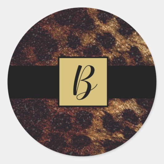 Glittery Leopard Cheetah Animal Print Wild Safari Runder Aufkleber (Vorderseite)