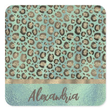 Glittery Leopard Print auf Green Personalisiert