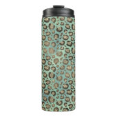 Glittery Leopard Print auf Green Personalisiert Thermosbecher (Vorderseite)
