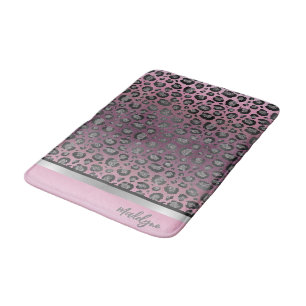 Glittery Leopard Print auf Hot Pink Badematte