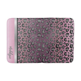 Glittery Leopard Print auf Hot Pink Badematte
