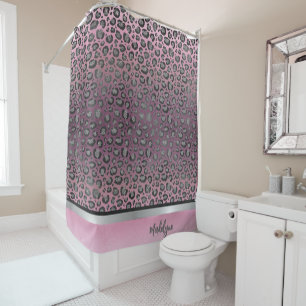 Glittery Leopard Print auf Hot Pink Duschvorhang