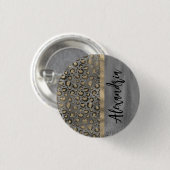 Glittery Leopard Print on Glossy Grau Button (Vorne & Hinten)