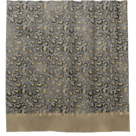 Glittery Leopard Print on Glossy Grau Duschvorhang