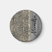 Glittery Leopard Print on Glossy Grau Magnet (Vorne)