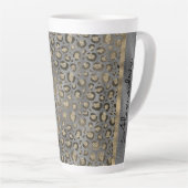 Glittery Leopard Print on Glossy Grau Milchtasse (Rechte Ecke)