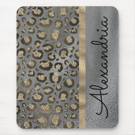 Glittery Leopard Print on Glossy Grau Mousepad (Vorne)