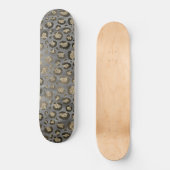 Glittery Leopard Print on Glossy Grau Skateboard (Vorderseite)