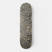 Glittery Leopard Print on Glossy Grau Skateboard (Vorderseite)