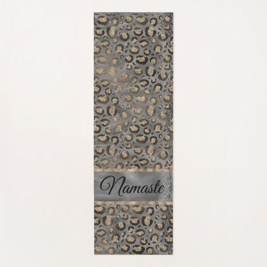 Glittery Leopard Print on Glossy Grau  Yogamatte (Vorderseite)
