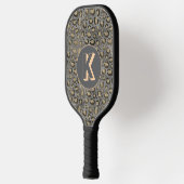 Glittery Leopard Print on Glossy Gray Monogram Pickleball Schläger (Links)