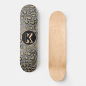 Glittery Leopard Print on Glossy Gray Monogram Skateboard (Vorderseite)