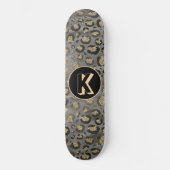 Glittery Leopard Print on Glossy Gray Monogram Skateboard (Vorderseite)