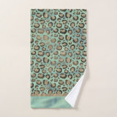 Glittery Leopard Print on Glossy Green Badhandtuch Set (Handtuch)