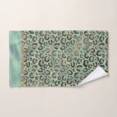 Glittery Leopard Print on Glossy Green Badhandtuch Set (Handtuch)