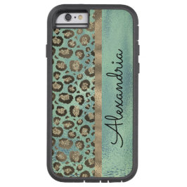 Glittery Leopard Print on Glossy Green Case-Mate iPhone Hülle