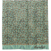 Glittery Leopard Print on Glossy Green Duschvorhang (Vorderseite)